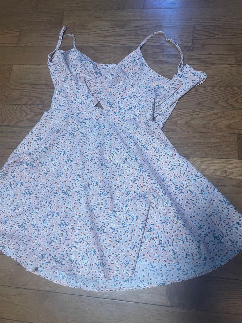 Floral Pink Spaghetti-Strap Sundress